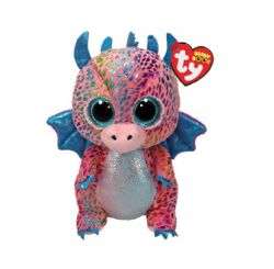 PELUCHE TY BEANIE BOOS - FLINT LE DRAGON ROSE ET BLEU PETIT 6